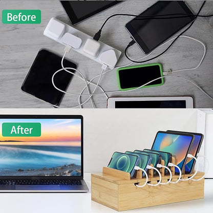 Bamboo Charging Station for Multiple Devices, Upgrade Desk Docking Stations - Image 6