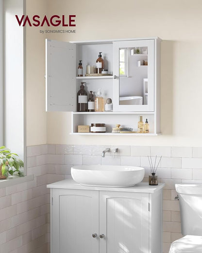 VASAGLE Bathroom Cabinet with Mirror, Wall Cabinet with 2 Mirrored Doors - Image 2