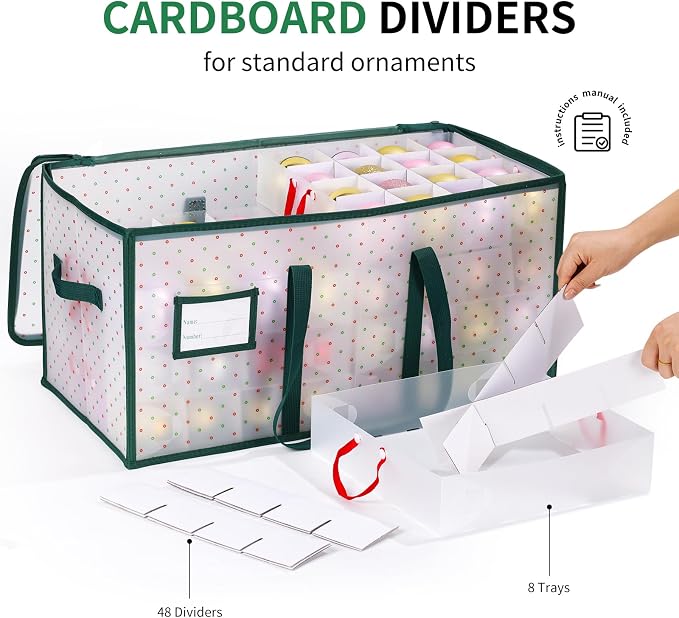 Portable Waterproof Christmas Ornament Storage Box, Large Capacity 128 Slots - Image 3