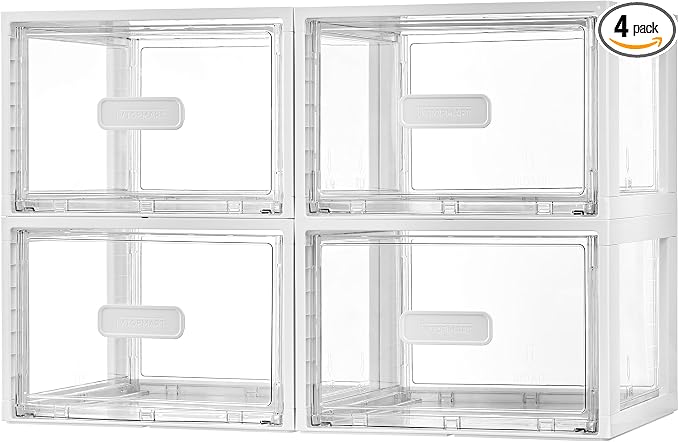 Vtopmart 4 Pack 18QT White Stackable Storage Drawers, Easily Assemble Acrylic by Vtopmart
