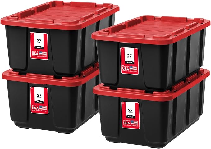 IRIS USA 27 Gallon Heavy Duty Truck Bed Toolbox Storage Tote Bins by IRISUSA
