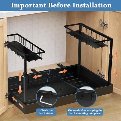 Aisslro Under Sink Organizer, 2 Tier Under the Sink Storage, Expandable - Image 8