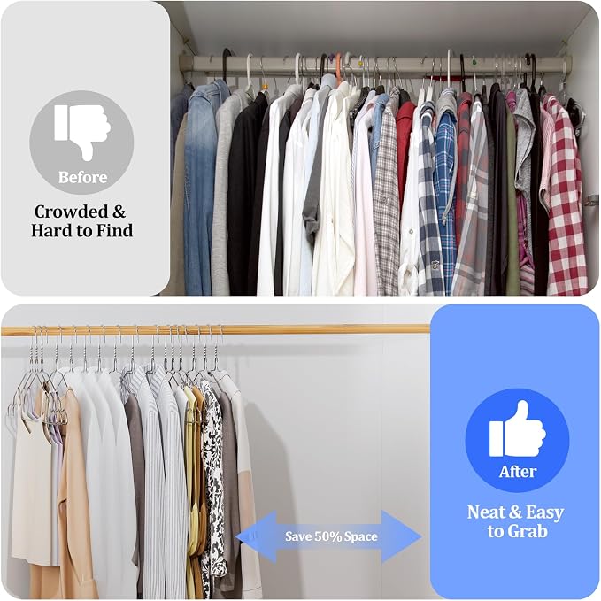 Metal Wire Clothes Hangers 100 Pack, Space Saving Hangers - Image 3