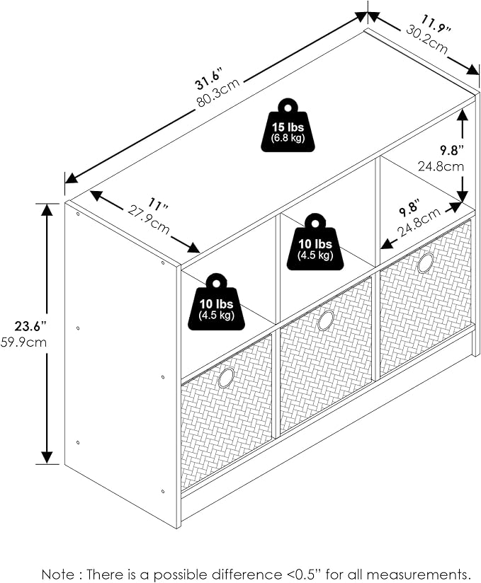 Furinno Basic Book Shelf, 6-Cube Bookshelf - Image 3
