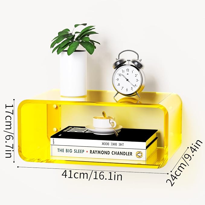 Acrylic Floating Nightstand, Bedside Table, Nightstand Shelf Wall Mounted - Image 3