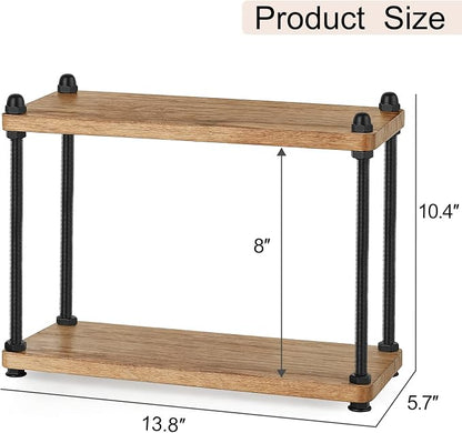 Mkono Bathroom Counter Organizer, 2 Tier Wooden Shelf - Image 2