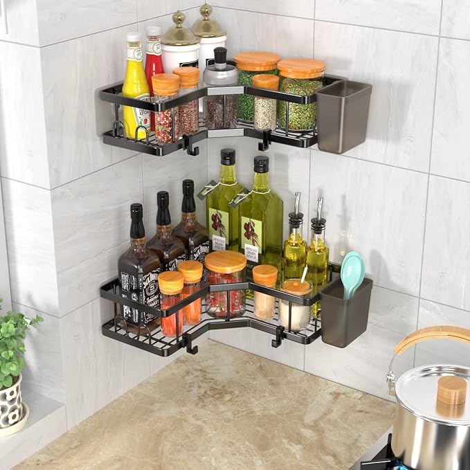 AKTECKE Corner Shower Caddy, 2 Pack Adhesive Shower Corner Organizer Shelves - Image 7