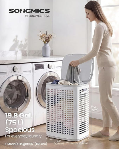 SONGMICS Laundry Hamper with Lid, Plastic Laundry Basket, 19.8 Gallons - Image 2