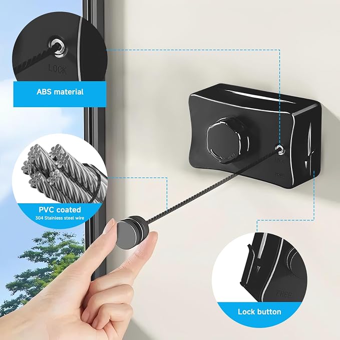 Retractable Outdoor Clothes Line, Heavy Duty Clothes Drying Laundry Line Wall - Image 5