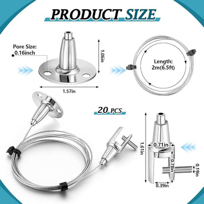 Zonon 20 Pcs 6.5 ft x 1.5 mm Ceiling Sign Hanger, 66 lb Stainless Steel Picture - Image 3