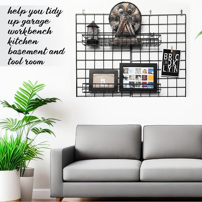 Blulu 4 Pcs 15.75 x 3.94 x 1.97 Inch Metal Grid Wall Baskets - Image 7