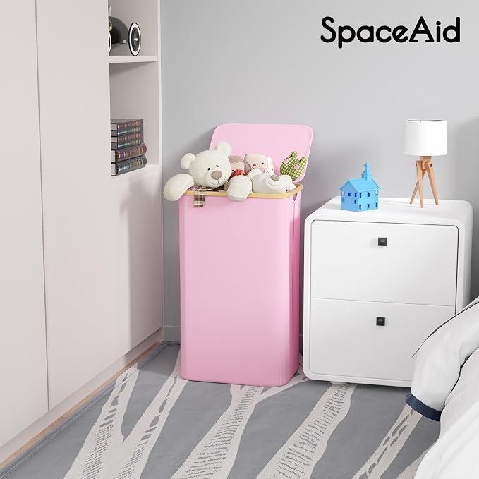 SpaceAid Laundry Hamper with Lid, 110L Large Tall Clothes Basket Bin with - Image 6