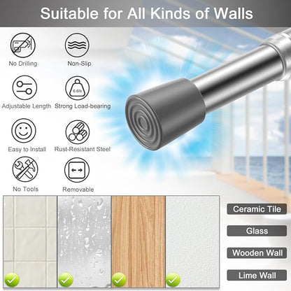 AIZESI 1pcs Tension Curtain Rod Spring Tension Rod Short Curtian Rods No - Image 5