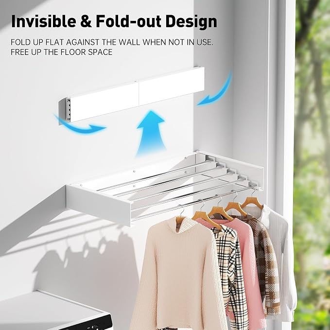Wall Mounted Clothes Drying Rack, Extending Laundry Rack, Wall Mount Laundry - Image 5