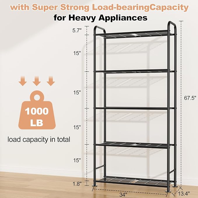 VTRIN Storage Shelves, 5 Tier Garage Shelving - Image 3