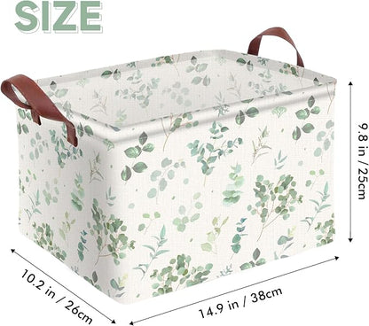 Sage Green Storage Basket Waterproof Canvas Toy Storage Bin Home Decor - Image 2
