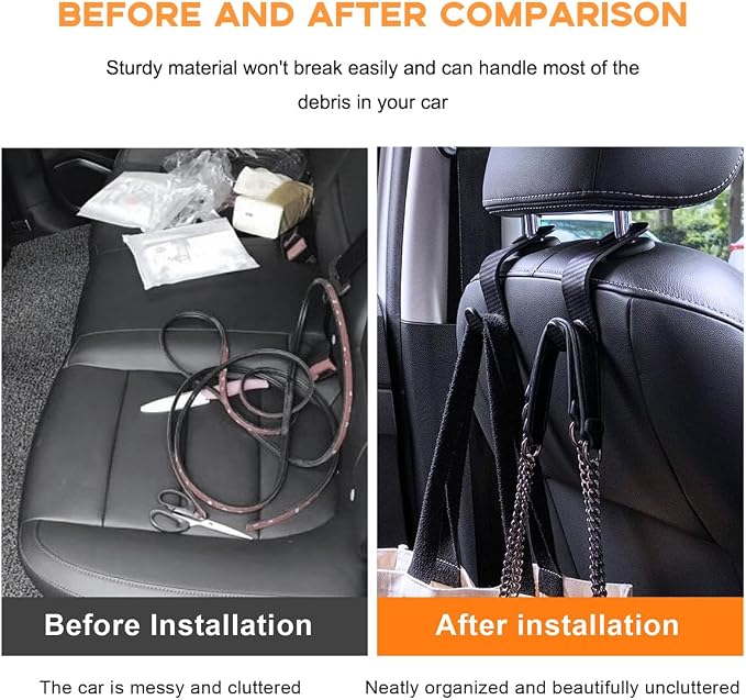 povtii 4PCS Car Seat Headrest Hook, Auto Back Seat Hanging Storage Organizer - Image 6