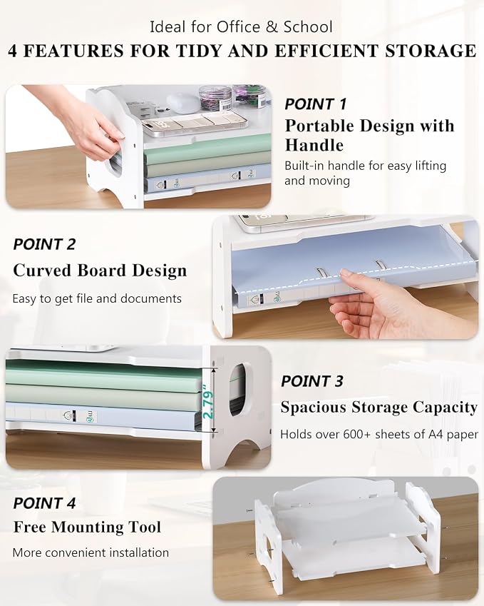 WALI Desk File Organizer, 2 Tier Stackable Desktop Paper Letter Tray Organizer - Image 5