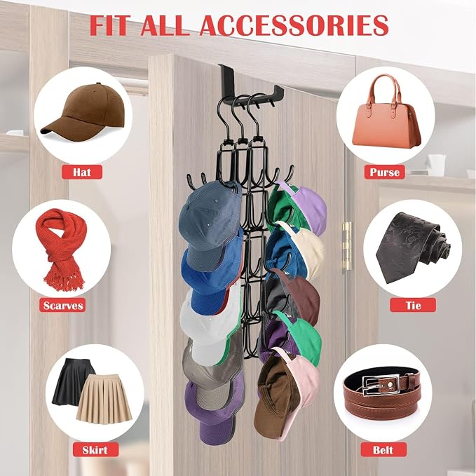 Hat Rack for Door, Collapsible Over The Door Hat Organizer - Image 6