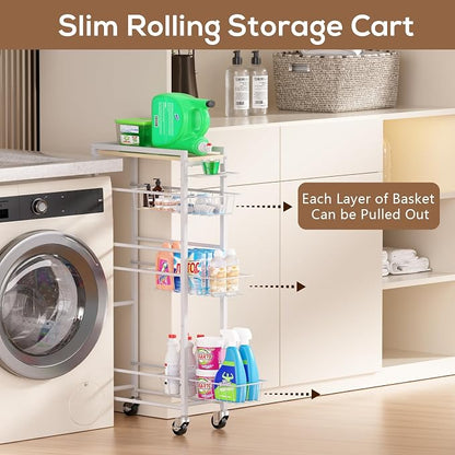 4 Tier Slim Rolling Storage Cart - Image 2