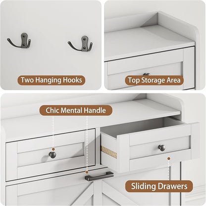 Shoe Cabinet with 2 Flip Drawers & 2 Top Drawers, Hidden Slim Shoe Rack - Image 6