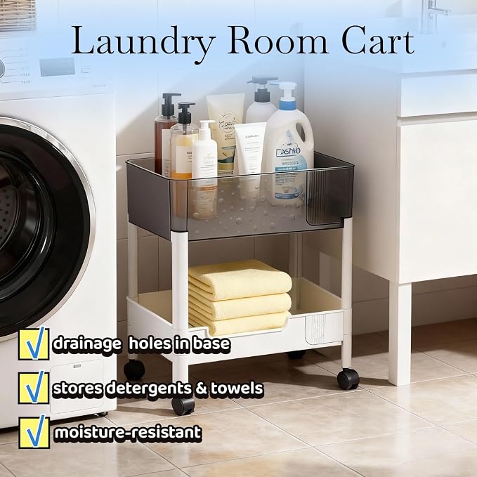 2 Tier Rolling Cart with Wheels - Image 6