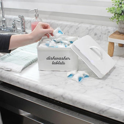 AuldHome Design Dishwasher Pod Holder, Tablet Container; White Enamelware - Image 9