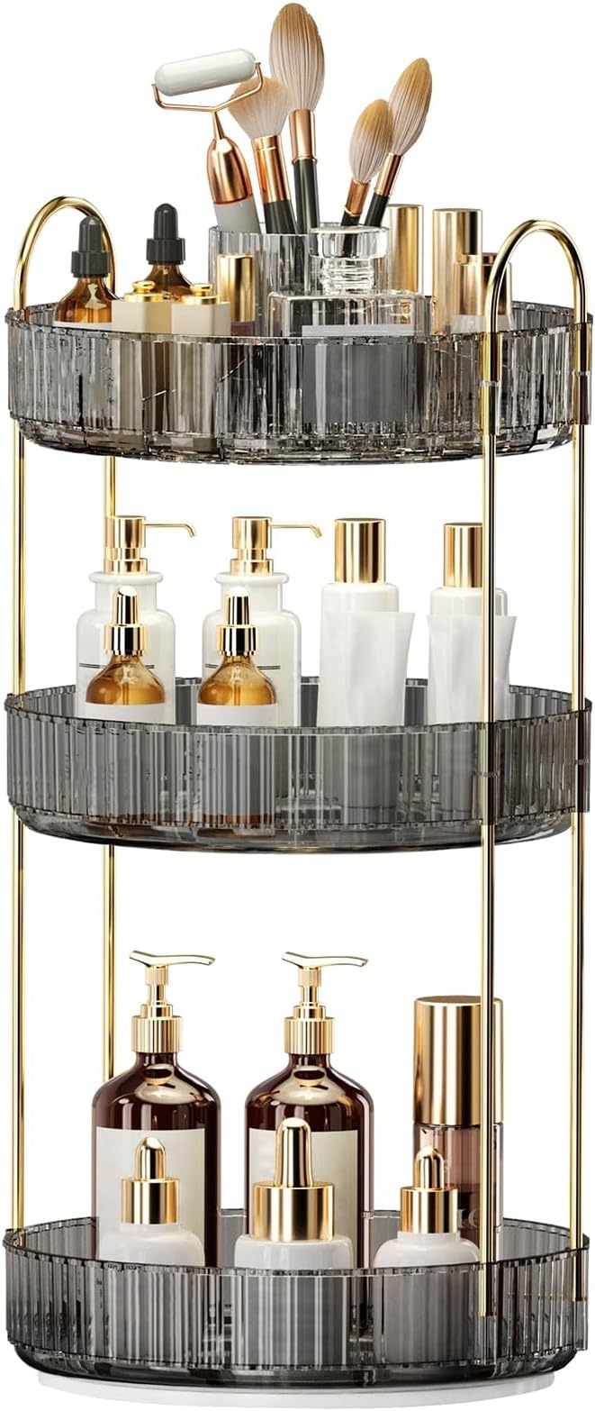 360° Rotating Makeup Organizer, Large-Capacity Skincare Make Up Storage 3 Tier by Oifecsie