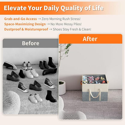 Aokeyee 2 Pack Shoe Organizer for Closet, Foldable Shoe Storage Organizer Box - Image 5