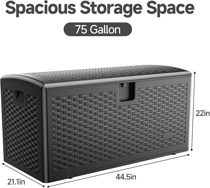 JEKO&JEKO 75 Gallon Outdoor Storage Box, Large Plastic Deck Box - Image 2
