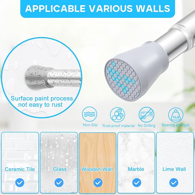 2 Pack Silver Tension Curtain Rod - Image 3