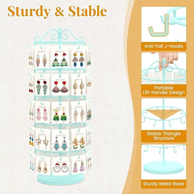 EsLuker.ly Earring Holder Organizer Rotating Display Tree Stand, Adjustable - Image 5