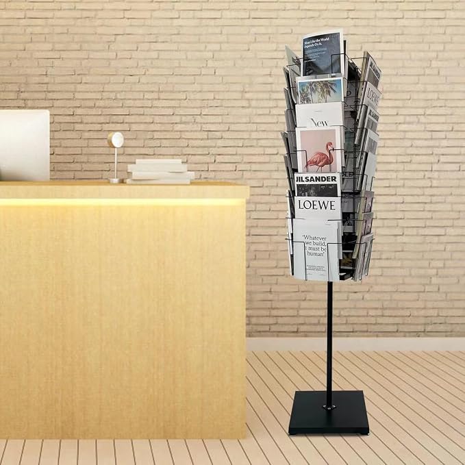 TONGMO 36-Pocket Rotating Magazine Rack Stand, Floor Spinner Display - Image 7