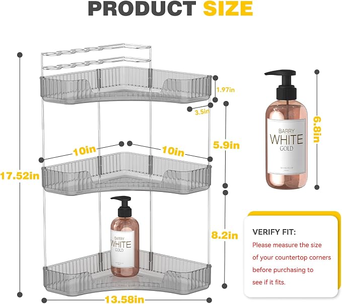 3-Tier Corner Bathroom Counter Organizer - Image 2