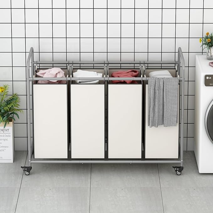 Laundry Sorter 4 Section Hamper Sorter - Image 3