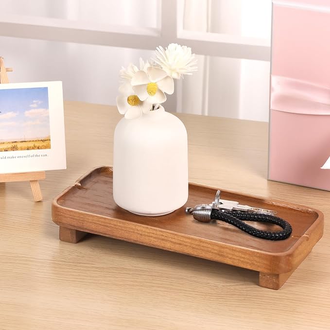 Wood Riser Small Decorative Tray Sink Soap Dish, Vanity Tray Pedestal Stand 10 - Image 8