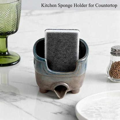 Ceramic Sponge Holder with Drainage, Farmhouse Sink Caddy Organizer, Self - Image 7