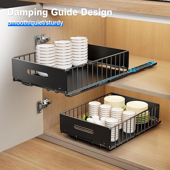 Mustorn 2 Pack Pull Out Cabinet Organizer, Slide Out Drawers - Image 4