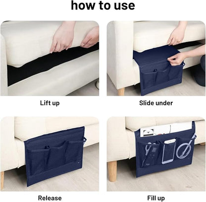 Bedside Storage Organizer with 4 Pockets, Bedside Caddy, Remote Control Holder - Image 6
