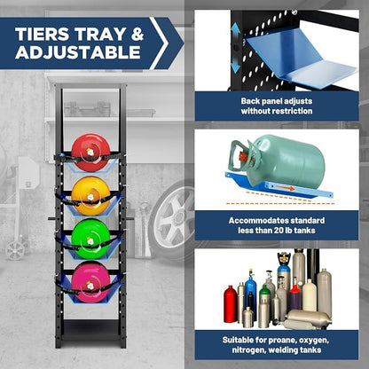 4-Tier Heavy Duty Oxygen Tank Holder, Propane Tank Storage Rack, Industrial - Image 4