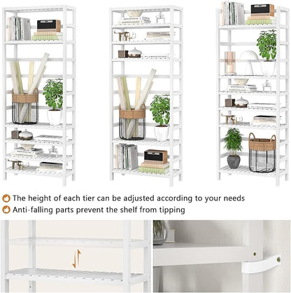 Homykic 6-Tier Bamboo Bookshelves and Bookcases, Adjustable 63.4”Tall Shallow - Image 5