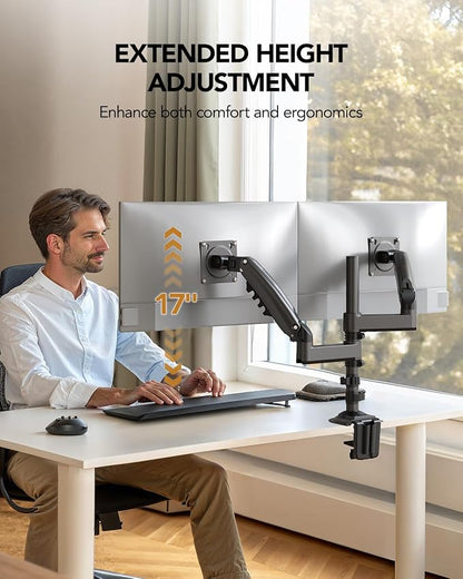 HUANUO Dual Monitor Arm for 13-32 inch Screens, Holds 19.8lb, Adjustable - Image 6