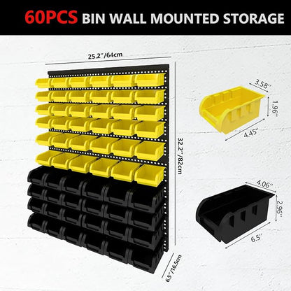 60Pcs Plastic Wall Mounted Storage Bins Parts Rack Nuts And Bolt Bins Organizer - Image 2