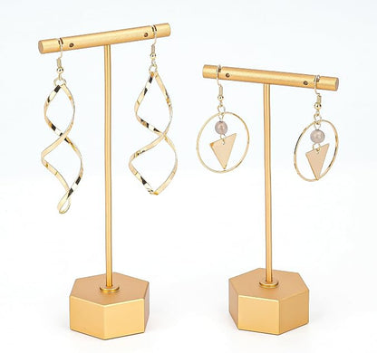 Metal Earring Stand Display Hexagon Base Earring T Bar Display Necklace - Image 2