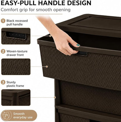 Wide 3-Drawer Plastic Storage Tower - Image 4