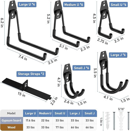 Garage Hooks with Anti-Slip Coating, Heavy Duty Wall Mount Storage Hooks - Image 2
