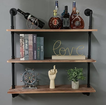 HDDFER Pipe Shelves Industrial Pipe Shelving Shelves Real Wood Industrial - Image 8