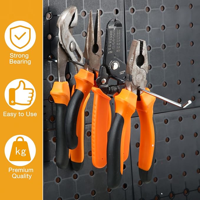 Funrous 100 Pack Peg Board Hooks Stainless Steel Pegboard Hooks Shelving - Image 6