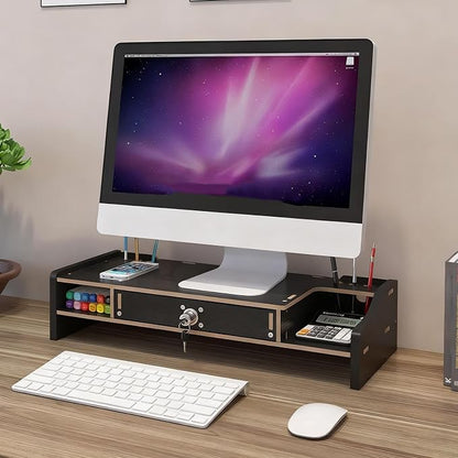Desktop Computer Elevated Stand 48.8x20x10.5cm, Wooden Monitor Riser - Image 5