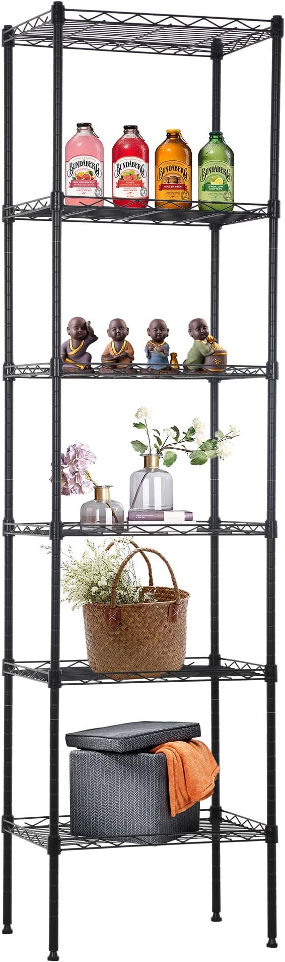 FDW 6 Tier Wire Shelving 17L x 12W x 64H Pantry Shelves Storage Rack Shelving by FDW